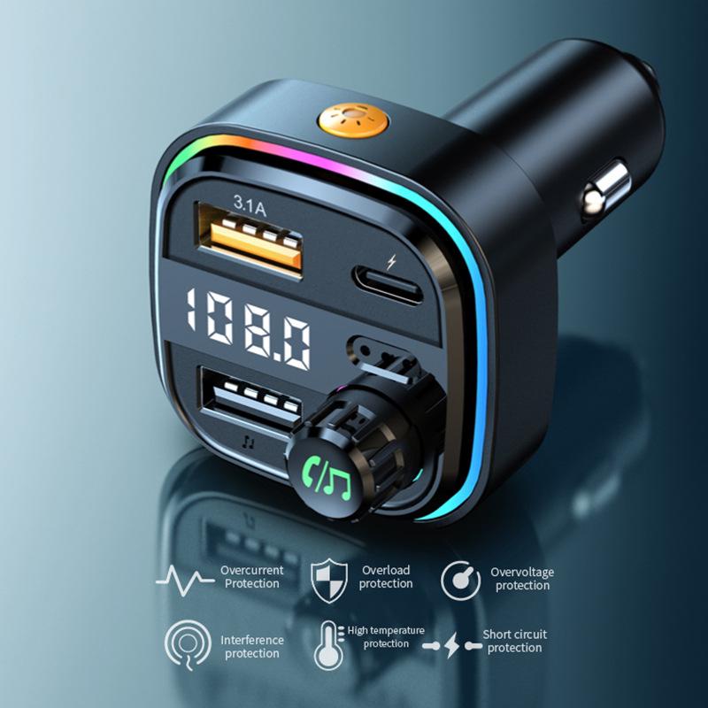 Bluetooth MP3 Car FM Charger with Digital Display & Fast Charging