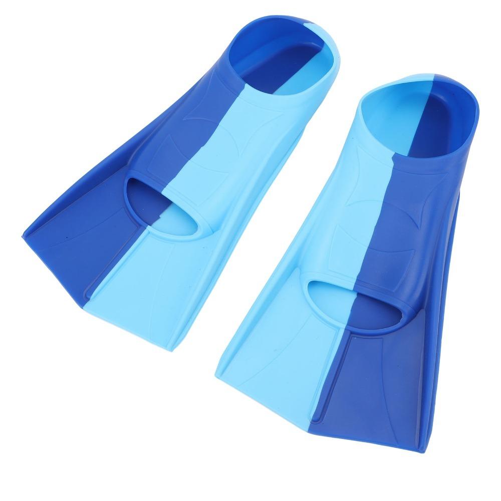2PCS Anti-Slip Swimming Training Flippers Blue Short Blade Fins Swim Fins for Diving Breaststroke