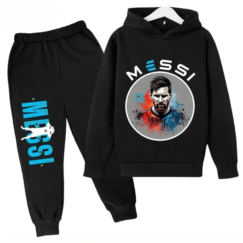 Messi Print Children's Set Sports Hoodie Pants Suit 2pcs Set Boys Girls Baby Kid Clothing Casual Fashion Autumn Winter Sportsuit