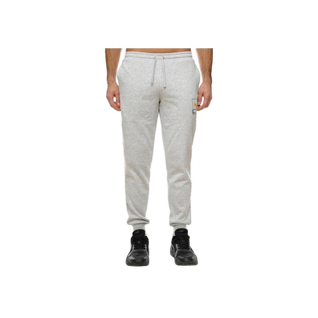 Puma Sports Lifestyle Series Logo Print Drawstring Cuffed Casual Pants Knitted Sports Pants Men Pants Gray 537852-04