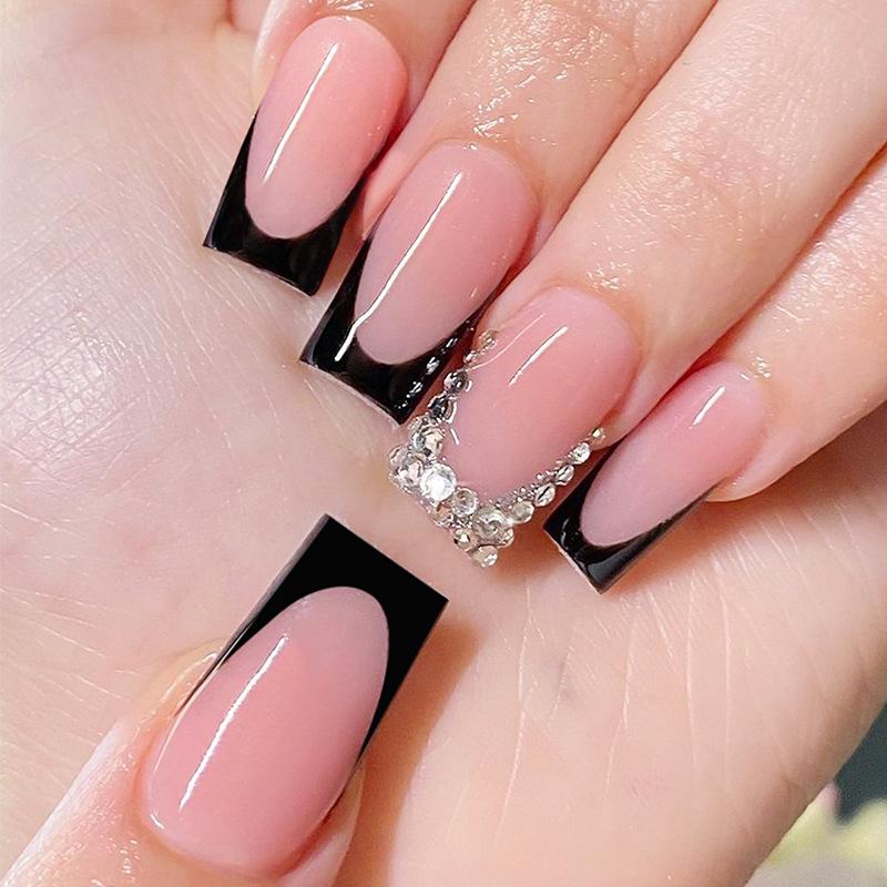 

2024 Hot-Selling French Edge Luxury Sparkling Diamond Wearable Nails