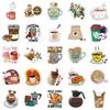 50 Cartoon Coffee Doodle Stickers Suitcase Motorcycle Laptop Waterproof Stickers