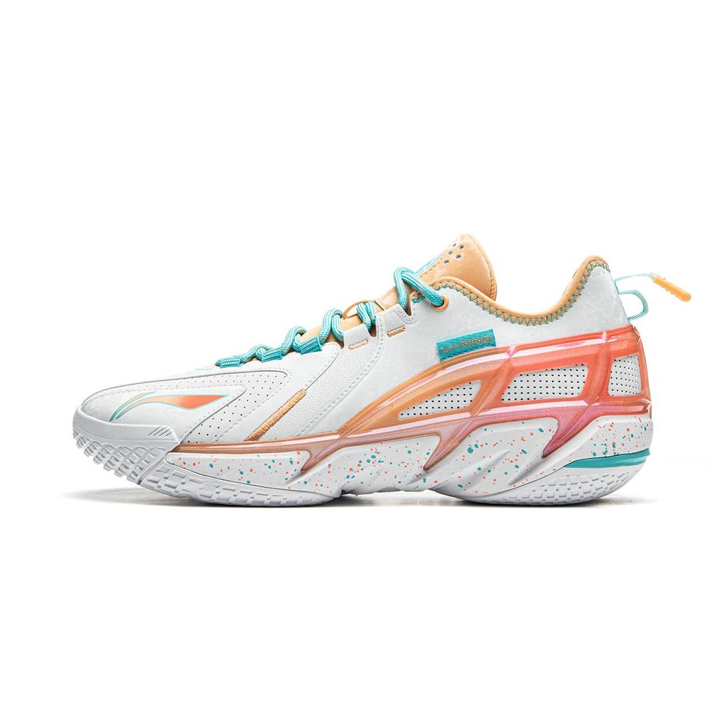 Li Ning BadFive 4.5 Cushioning Slip Resistant Abrasion Resistant Low Top Basketball Shoes Men's White Orange ABFU049-5