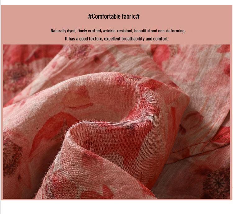 2025 Summer Floral Print Puff Sleeve Round Neck T-shirt