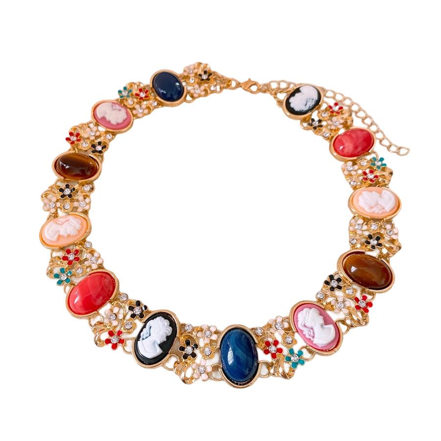 French Court Style Needle Diamond Earrings Necklace Retro Exaggerated Stud Earrings Design Sense Earrings Jewelry Set