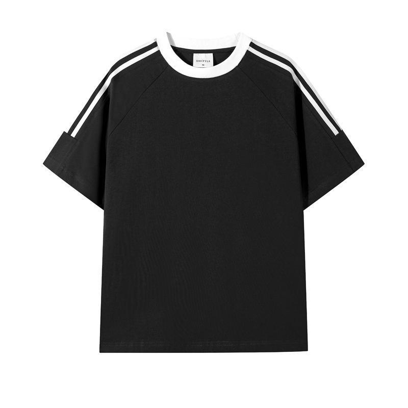 Sommerreines Baumwoll-Kurzarm-T-Shirt, Lockeres T-Shirt im Hongkong-Stil, Reines Baumwoll-Halbarm-Herren-Reines Baumwoll-Kurzarm-T-Shirt