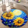 1pc Sunflower Night Office Round Area Rug, Indoor Mat Suitable ForOffice, Under Office Chairs Bedroom Living Room Home Decor, D131