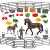 Cross-Border Children's Horse Farm Playset with Pinto Horse, Worker, Fence, Tools, Haystack, and Scene Decoration