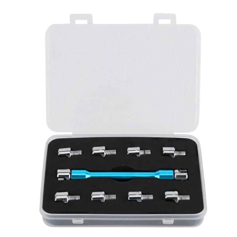 Professional Motorcycle Spoke Wrench Set for Adjusting Spokes from 5.0mm to 6.8mm Metal Construction with Storage Case