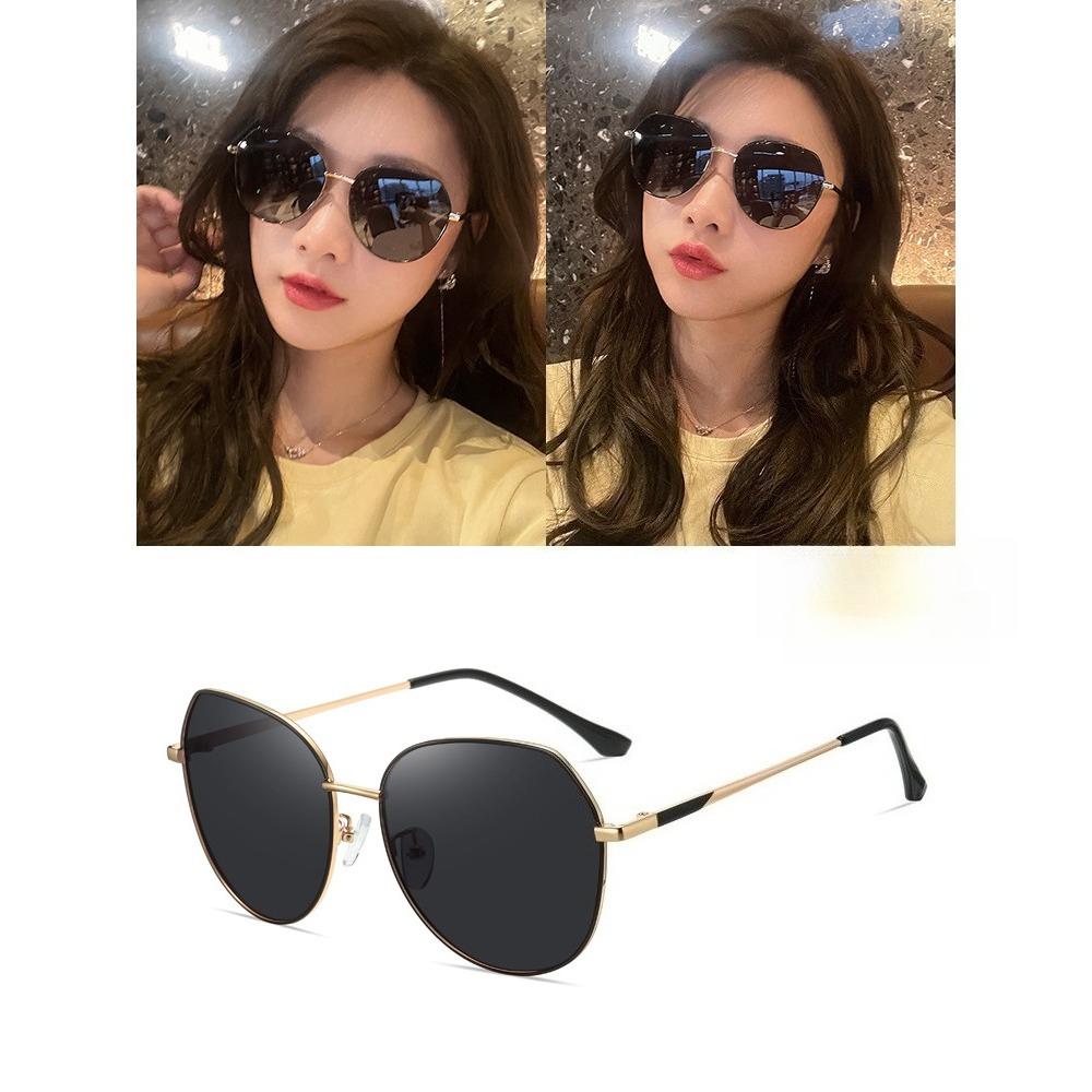 New fashionable large-frame sunglasses men s driving polarized sunglasses women s big face thin sunscreen UV protection tide glasses