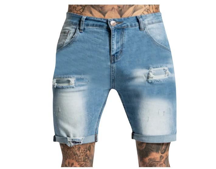 Cross-Border Elastic Ripped Jeans