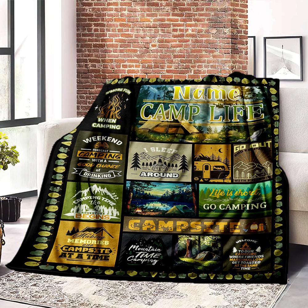 Camping Life Adventure Name Blanket Comfortable Soft Lightweight Allseason Multipurpose Blanket For Picnics Couches Offices Beds Living Rooms Perfect