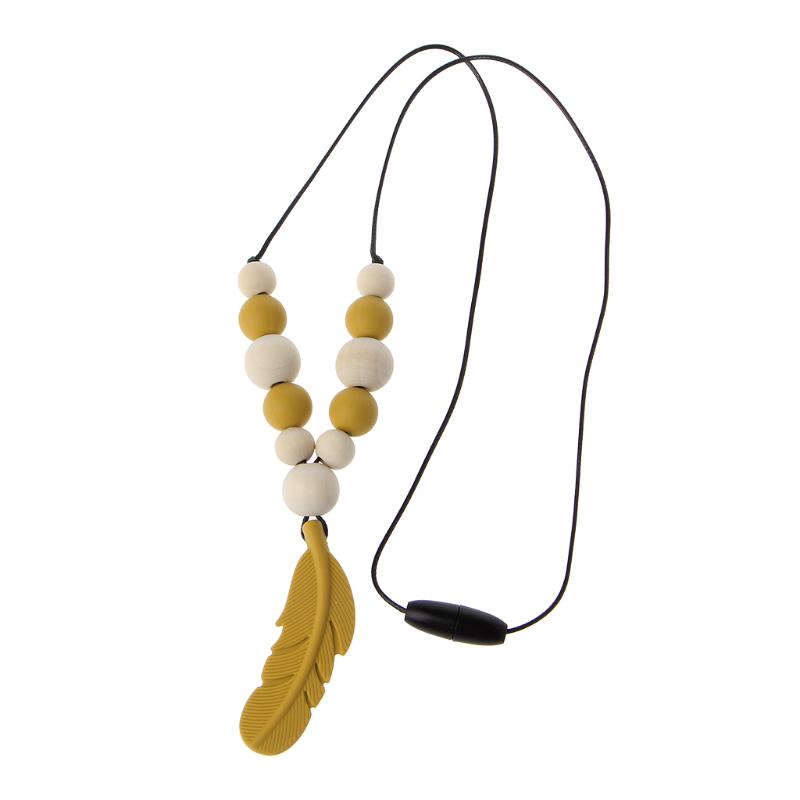 Baby Infant Silicone Feather Jewelry Teething Necklace Baby Nursing Chewing Toys