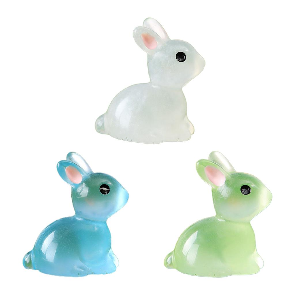 10pcs Cute Animal Miniature Bunny Figurines Garden Miniature Landscape Ornament Accessories for Easter Party Home Decor