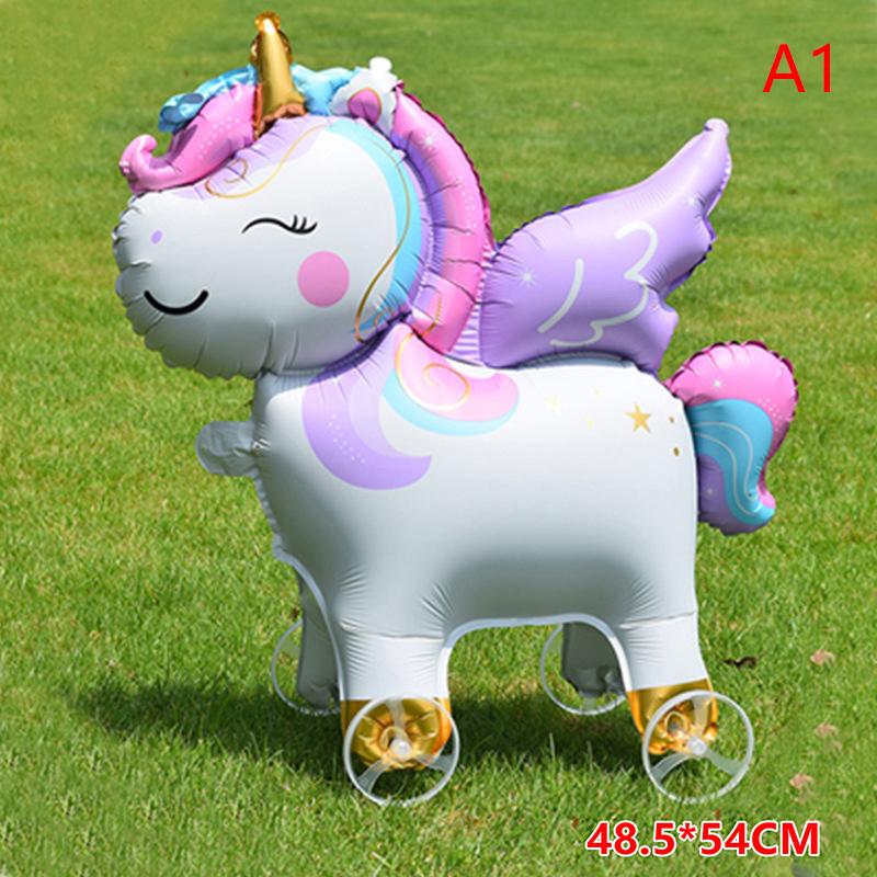 4D Cartoon Elephant Foil Balloon, Stand Walking Balloon with Wheel for Kids Birthday Party Baby Shower Decoration