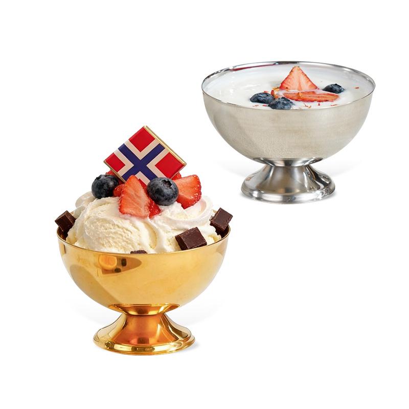 Korean Style Gold Smoothie Bowl - Stainless Steel Dessert, Ice Cream, and Salad Cup