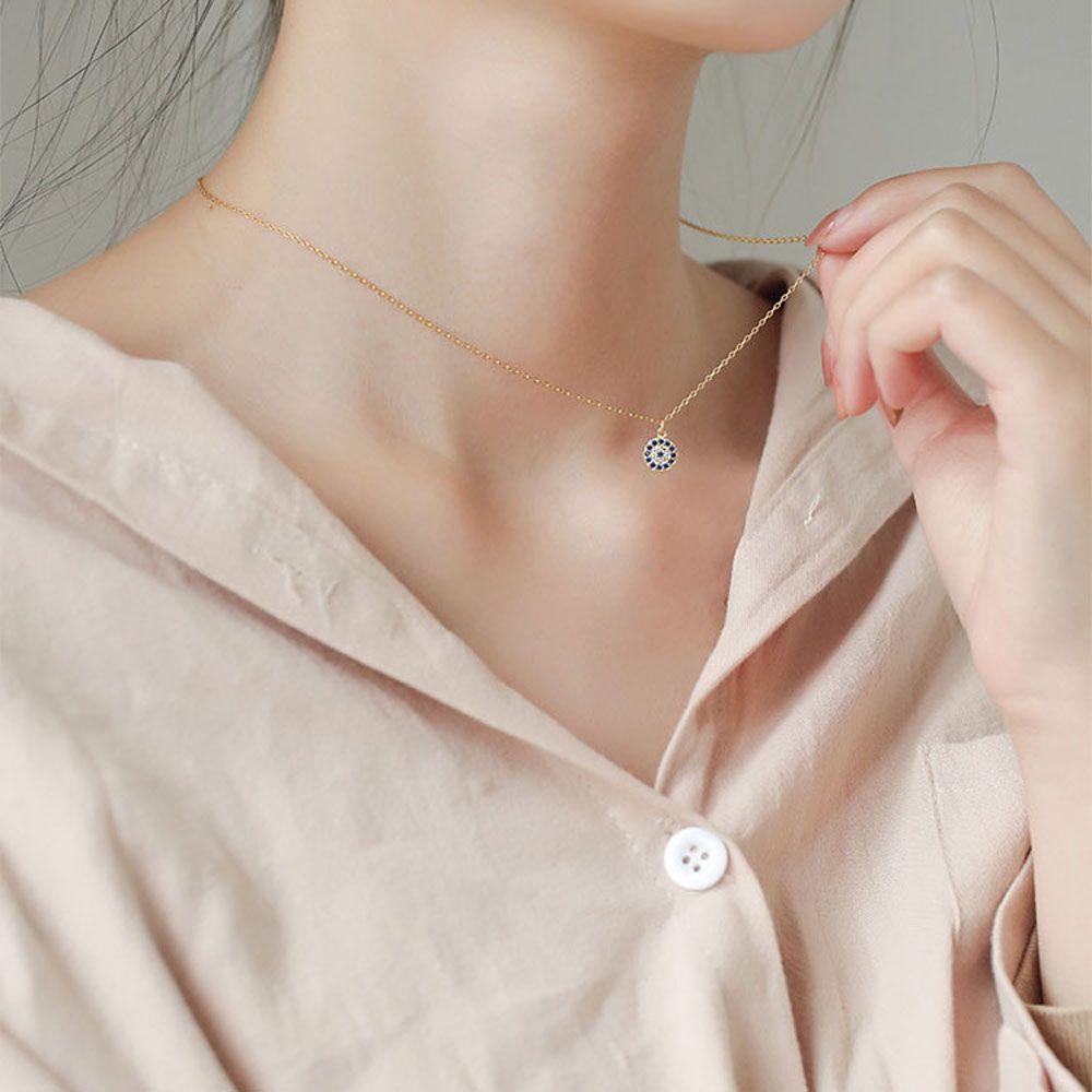 Dainty Thin Fashion Crystal Turkish Blue Evil Eye Chain Necklace Choker Jewelry Accessories