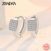 925 Sterling Silver Square Zircon Hoop Earrings for Women Fashion Wedding Jewelry Accessories