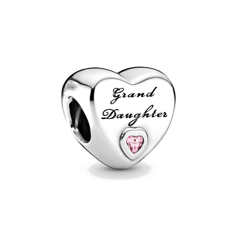 Copper Heart Shaped Father Mother Daughter Sisters Bead Suitable For Diy European Bracelet Festival Jewelry Gift