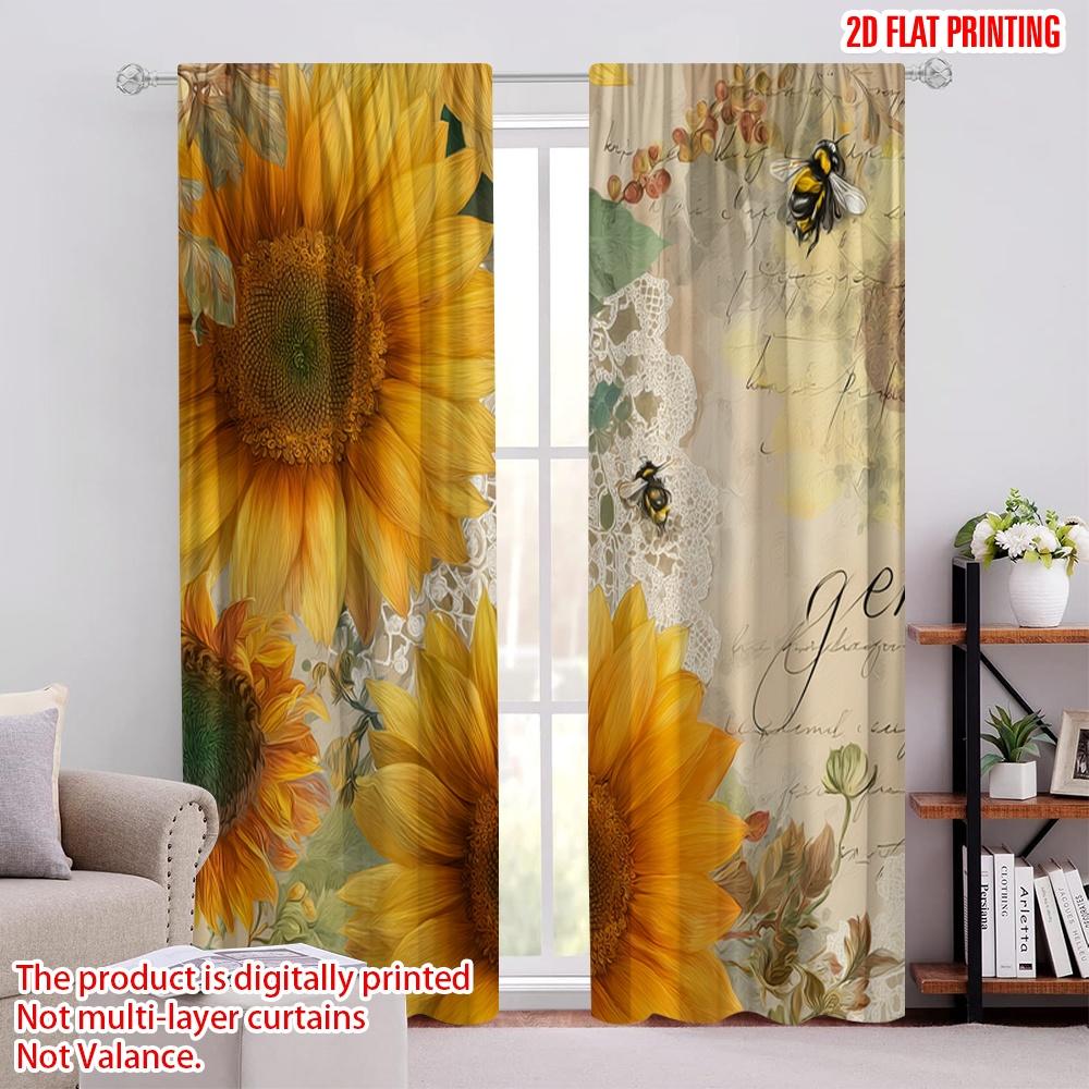 

2 шт., 2D плоская печать Шторы Рулонные шторы Подсолнух Блаженство Полиэстеровая ткань (без удилища) Универсальное использование для спальни, 52.50 × 116.00 cm 2 pcs