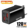 Carregador de Parede GaN USB Total 120W 4 Portas Tipo C Carregamento Rápido Adaptador de Parede 2PD 2USB Quick Charge 3.0 Carregadores de Viagem Adaptador de Carregamento