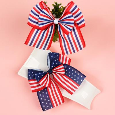 Yousheng Patriotischer doppelter Schleifen-Haarclip Amerikanische Flagge Patriotische Schleifen Unabhängigkeitstag Feiertags-Haarschmuck Bequeme Haarbänder für Partys