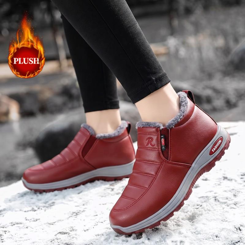 Womens Winter Slip On Fleece Lined Low Top Platform Casual Shoes Warm Flat Loafers