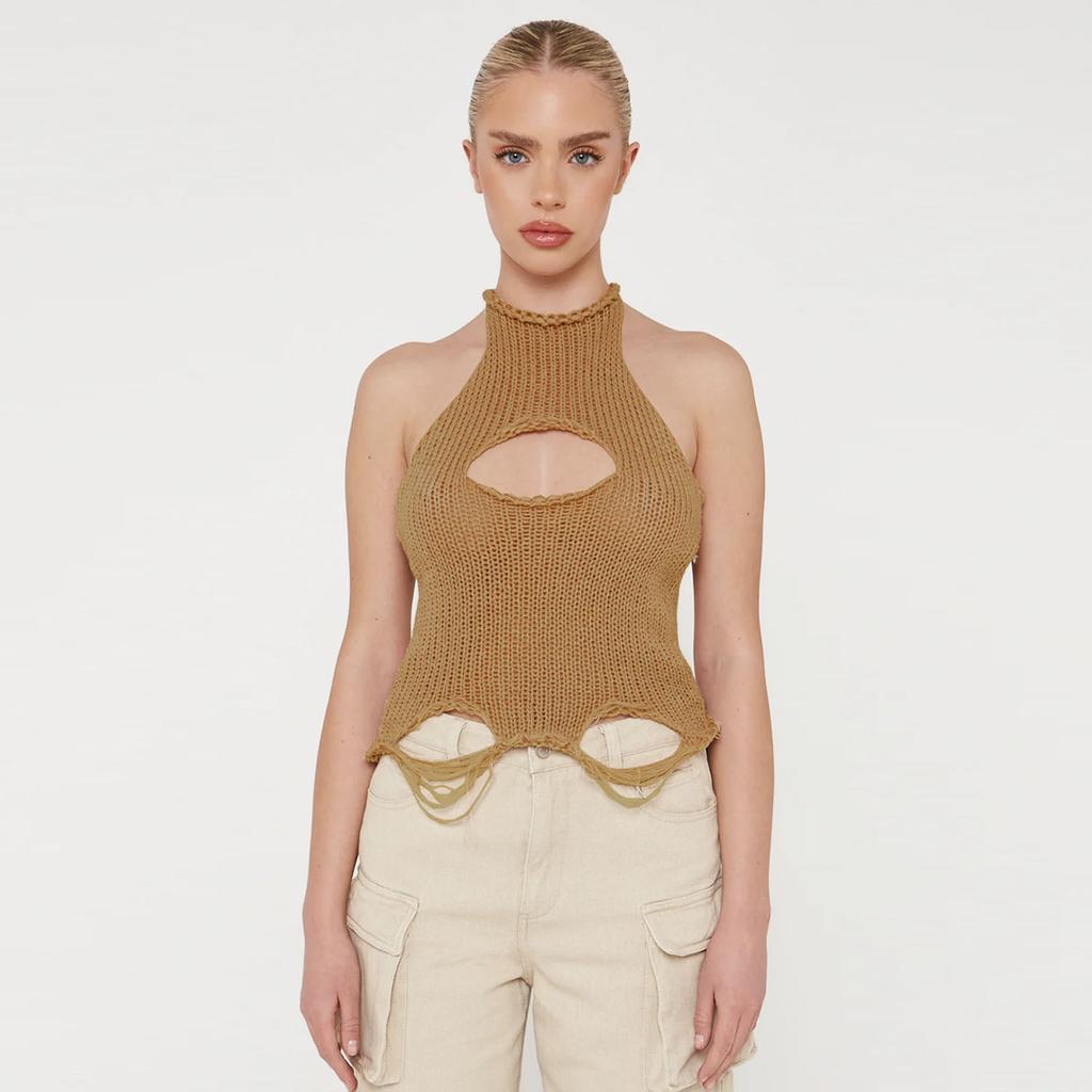 Women's Spring/Summer Woolen Backless Casual Vest Top