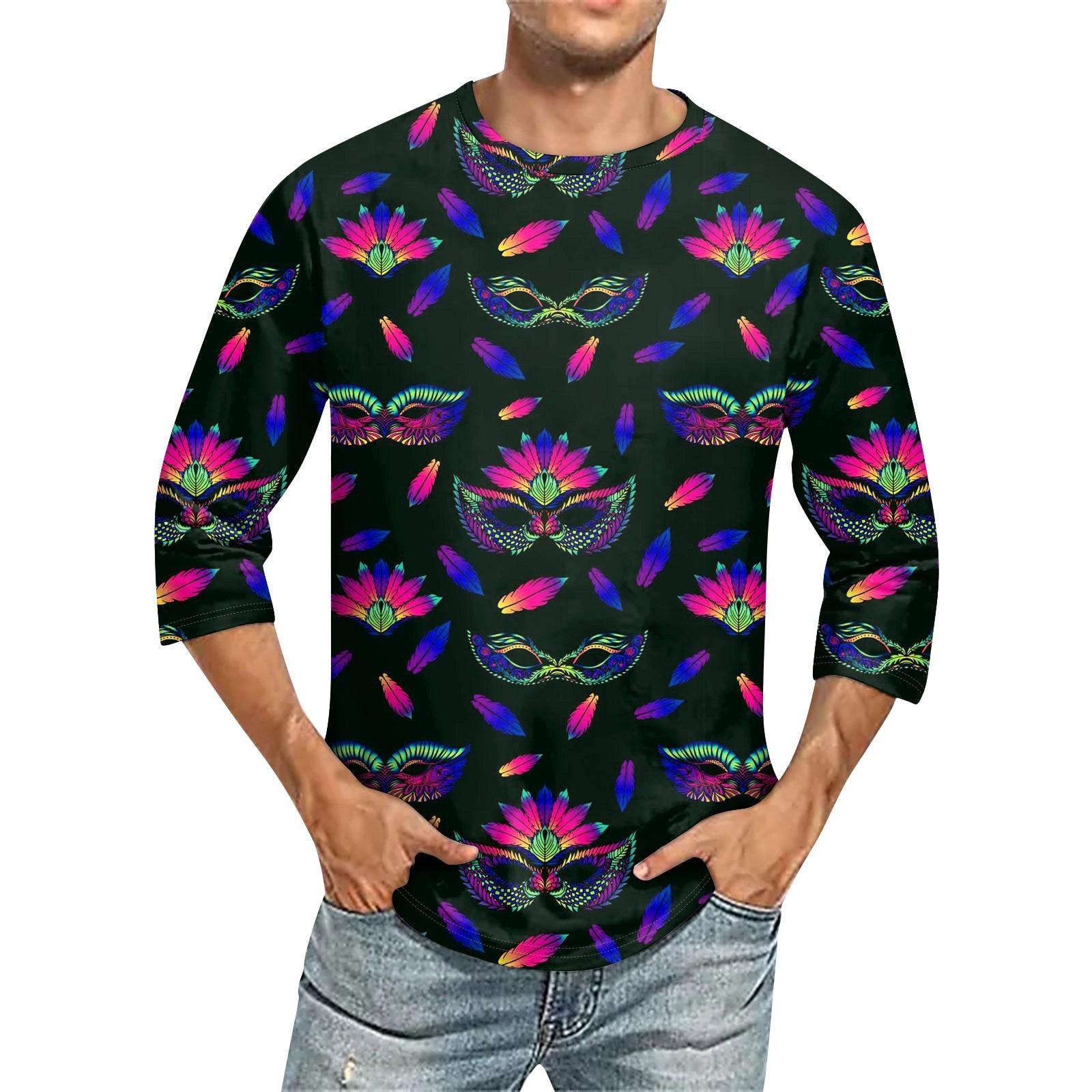 

Мужская однотонная футболка с круглым вырезом и рукавами три четверти M чёрный