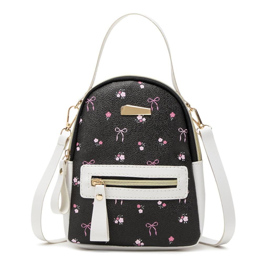 Zaino da Donna alla Moda Stampato per il Tempo Libero Borsa a Spalla Versatile a Doppio Strato Borsa a Tracolla in PU da Viaggio