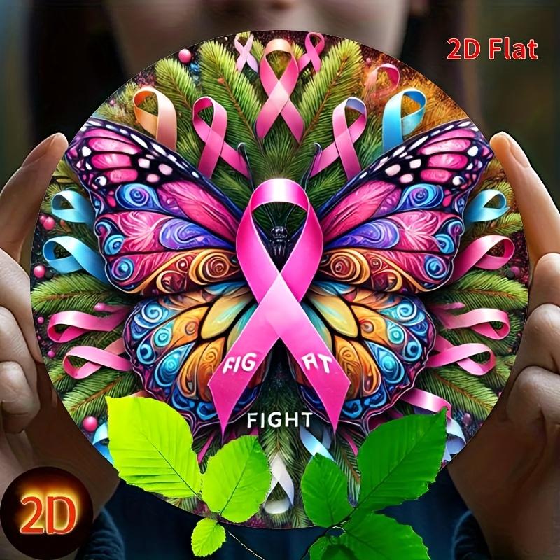 Breast Cancer Awareness Butterfly Fight Pink Ribbon Metal Tin Sign 20x30cm（7.8x11.8inch）