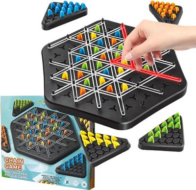 Triggle Game, Triggle Rubber Band Game, Triggle Board Game Chain Triangle Chess Game, Suitable for 2-4 Players