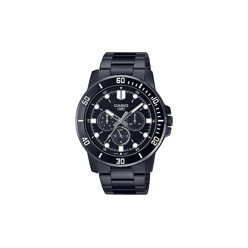 

Casio STANDARD series, classic, simple, exquisite and fashionable, three-fold clasp, waterproof, quartz movement, stainless steel strap, MTP-VD300B-1E чёрный