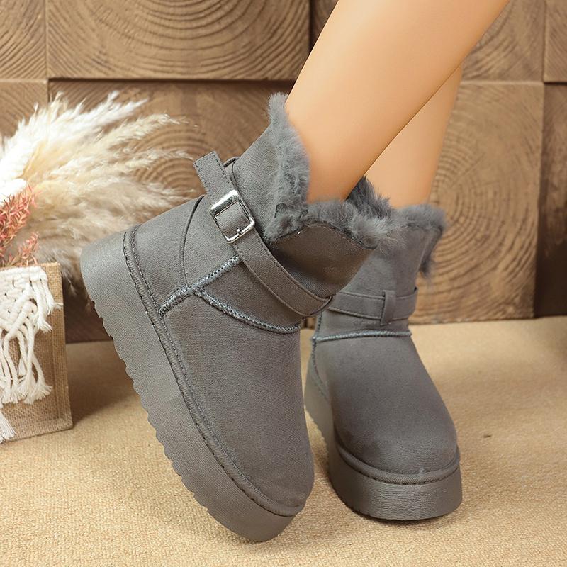 Fashion Warm Platform Boots Women's Winter New Fleece Thickened Suede Versatile Non-slip Fleece Short-leg Snow Boots