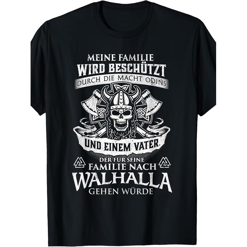 T-Shirt with German Text Die Macht Odin-Viking&Walhalla, Black Mens Casual Clothes Perfect for Home|Outdoor|Work|Gifting (Birthdays|Valentine'S