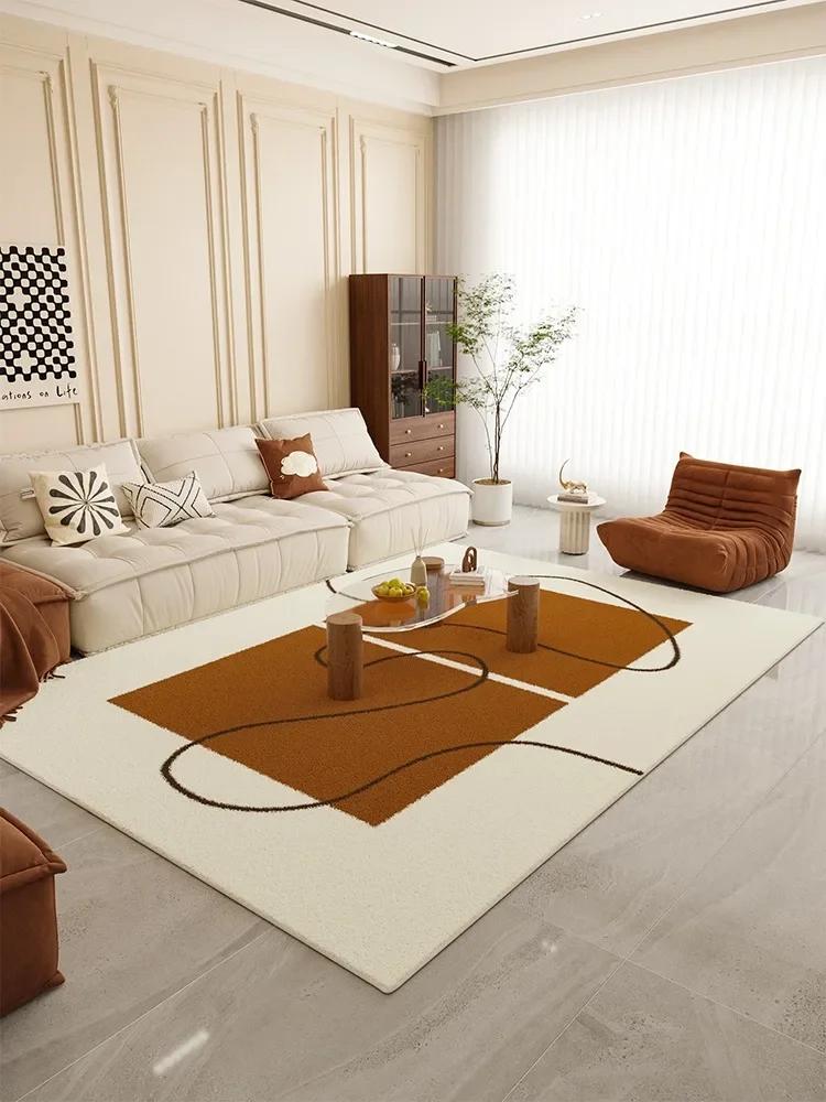 

French Country Area Rug for Living Room Bedroom Red Brown Striped Color Block Design Soft Non-Slip Floor Mat 80x120cm