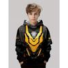 Boys' Fashionable 3D Printed Casual Long Sleeved T-shirt, Spring and Autumn Outdoor Hooded Top