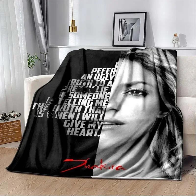 Mode Shakira Merch Pop Kvinnlig Sångare Tryck Flanellfilt Stjärnkonst Bärbar Hem Resa Kontor Vilopaus Julklapp