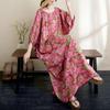 Real Shot Summer New Literary Large Size Loose Printing Round Neck Five-quarter Sleeve Dress Women's Long Dress