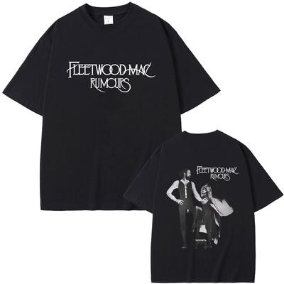 Rock Band Fleetwood Mac Rumours Album Print Tshirt Retro Stevie Nicks Graphic T Shirts Unisex Casual Cotton Vintage Tshirts