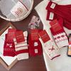 New Year's Wool Red Socks Thickened, Warm and Festive. Female Bow, Little Dog Fair Island Sweet Mid-calf for Autumn and Winter