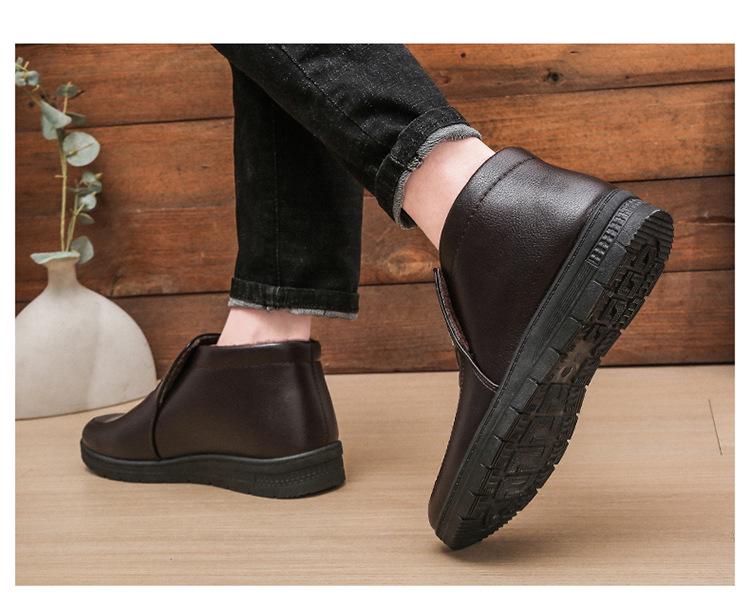 Men's Winter Non-Slip Slip-On Cotton Shoes for Middle-Aged & Elderly with Velvet Lining