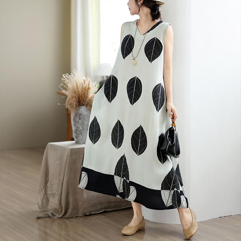 DIMANAF New 2026 Women Plus Size Summer Lady Long Dress Black Vest Sleeveless Loose Oversize Maxi Floral Print Sundress Beach Clothing