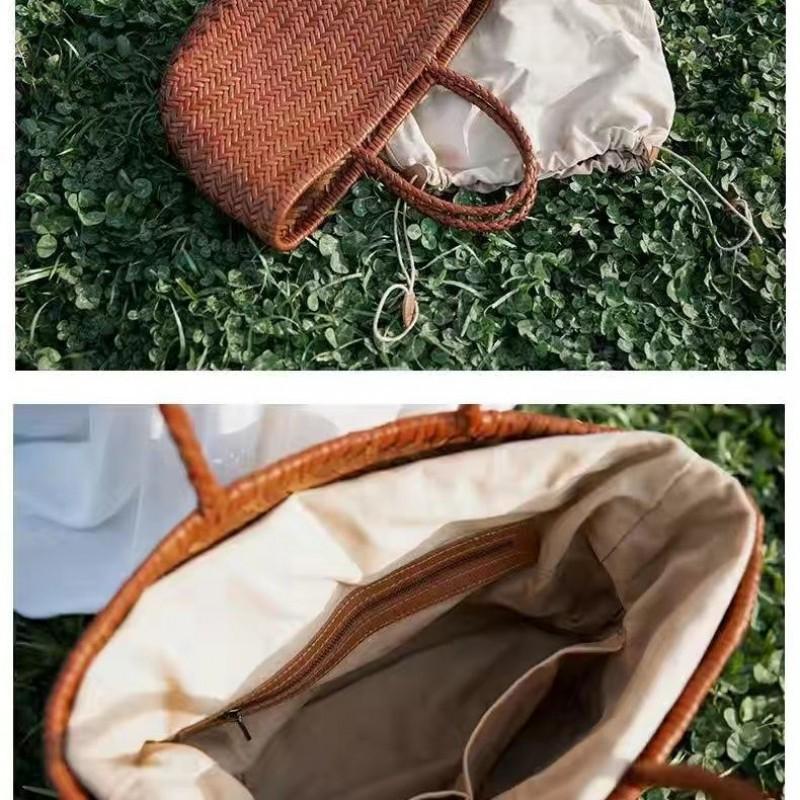 Yi Jinyuan French Vegetable Basket Bag Cowhide Hand-woven Women's Photo Minority Authentic Leather Seaside Vacation Handbag