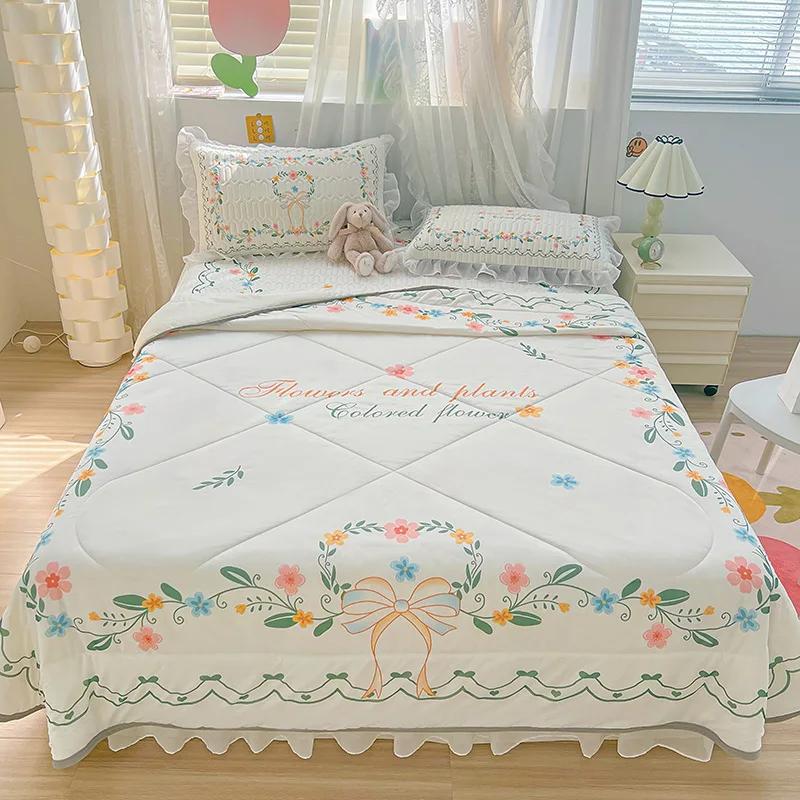 New Latex Summer Mat Summer Quilt Four-Piece Washable Summer Fabric Cooling Mattress Dormitory Soft Seat 1.5m bed 4-piece set