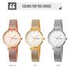 SKMEI Quartz Mesh Stainless Rose Watch Women's Wristwatch, Simple, Ultra-Thin Movement, Stylish, Waterproof, Business, Strap, Steel, White, Gold,