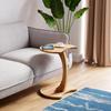 C Shaped Coffe Table, Wheeled Side Stand, Atlantic Pine Finish, Particleboard Rolling Sofa, Bedside Table