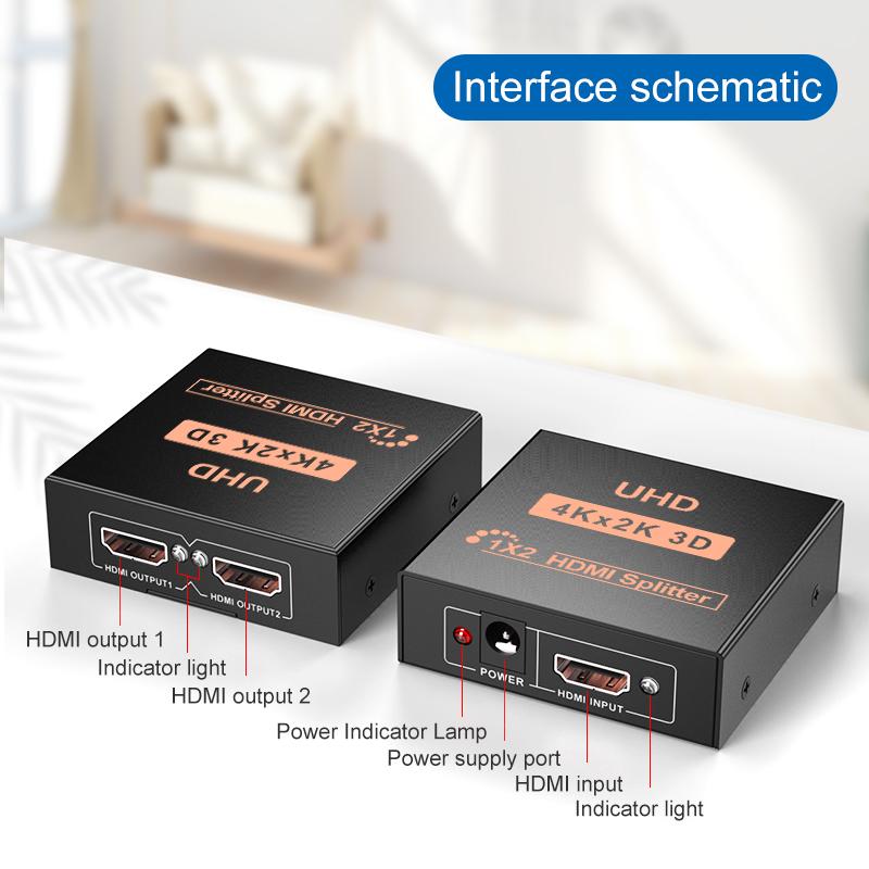1 In 2 Out 4K Splitter UHD 3D HDMI Video Converter HD 1X2 1080P Switcher for PC DVD PS3 Xbox