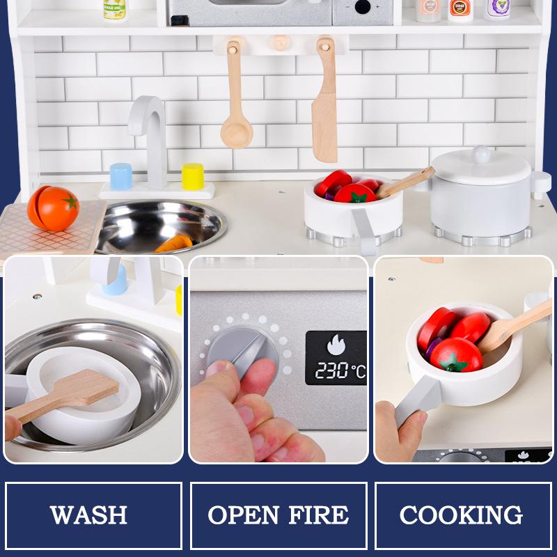 BABIBO Children's Wooden Play Kitchen Toys/boys And Girls Gift Simulation Kitchenware/kindergarten Simulation Cooking Toys