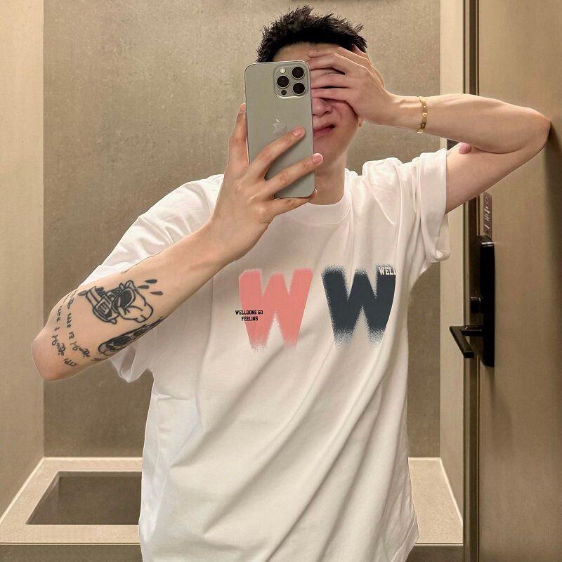 We11Done Track Niche Trendy Brand American Style Summer Pure Cotton Loose Men's Couple Tops Short-Sleeved T-Shirt Ins